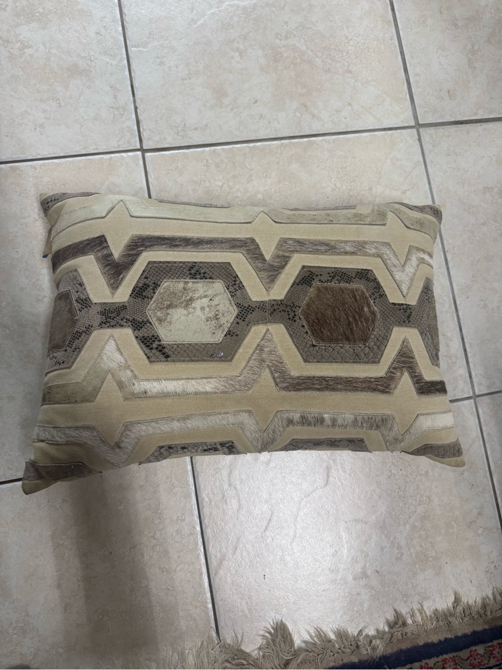 Cloud 9 Geometric Accent Pillow in Beige and Brown